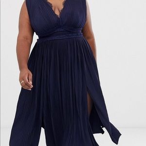 ASOS design curve premium lace insert pleated midi